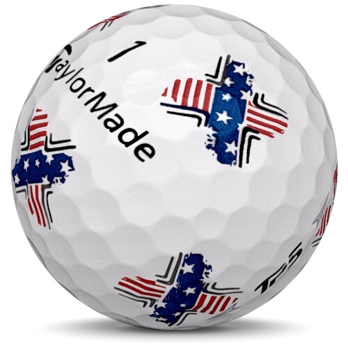 Golfboll av modellen Taylormade TP5 i 2020 års version med pix usa färg framifrån