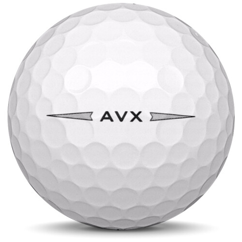 Golfboll av modellen Titleist AVX i 2021 års version med vit färg från sidan