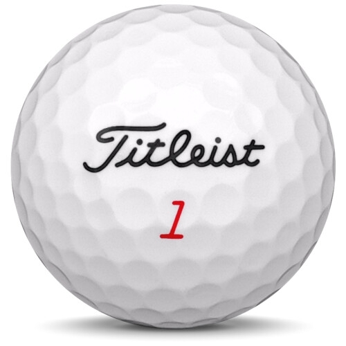 Golfboll av modellen Titleist DT Solo i vit färg framifrån