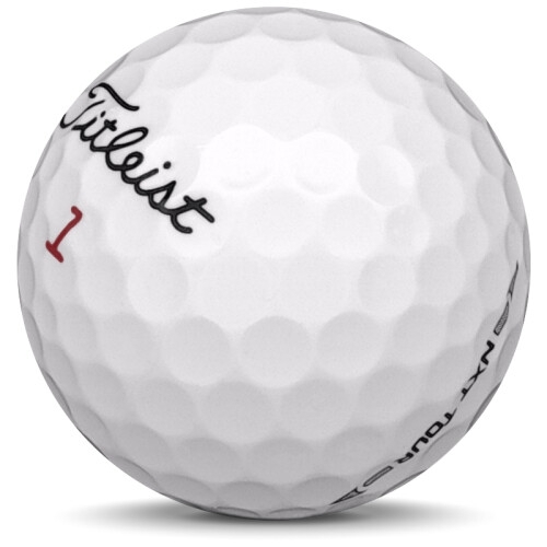 Golfboll av modellen Titleist NXT Tour i 2017 års version med vit färg sned bild