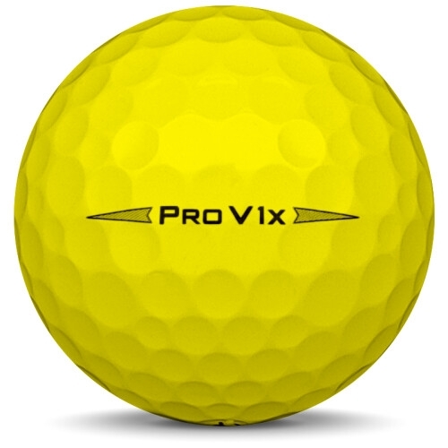 Golfboll av modellen Titleist Pro v1x i 2020 års version med gul färg från sidan