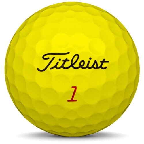 Golfboll av modellen Titleist Pro v1x i 2020 års version med gul färg framifrån