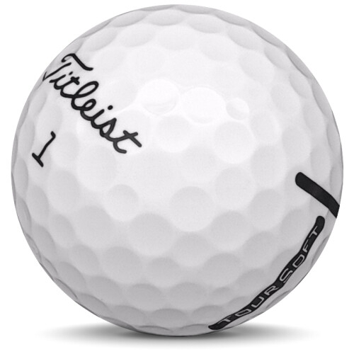 Golfboll av modellen Titleist Tour Soft i 2021 års version med vit färg sned bild