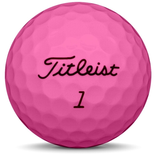 Golfboll av modellen Titleist Velocity i 2019 års version med rosa färg framifrån