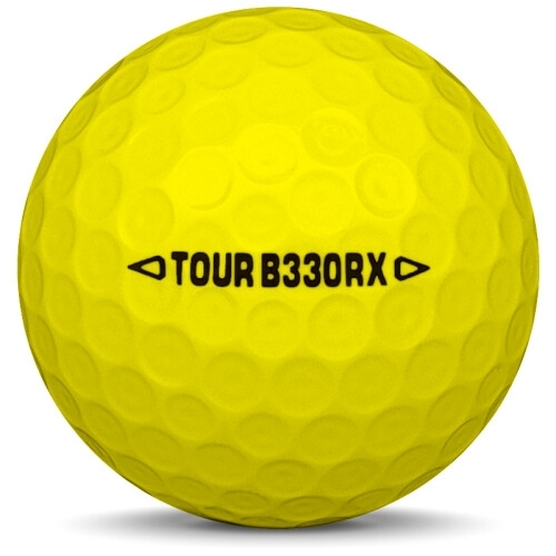 Golfboll av modellen Bridgestone B330-RX i gul färg från sidan