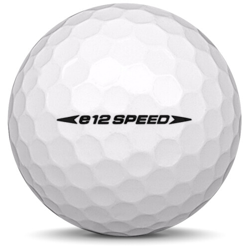 Golfboll av modellen Bridgestone E12 Speed i 2020 års version med vit färg från sidan