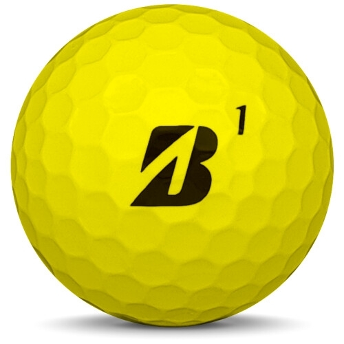 Golfboll av modellen Bridgestone E6 Soft i 2018 års version med gul färg framifrån