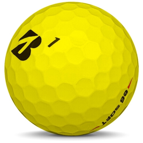 Golfboll av modellen Bridgestone E6 Soft i 2018 års version med gul färg sned bild