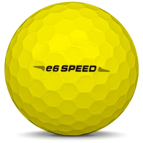 Golfboll av modellen Bridgestone E6 Speed i 2018 års version med gul färg från sidan