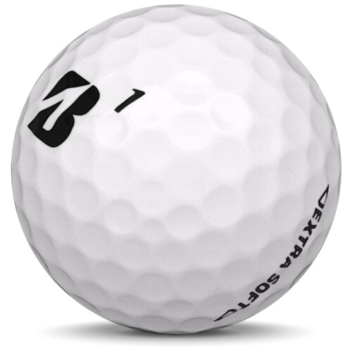 Golfboll av modellen Bridgestone Extra Soft i 2018 års version med vit färg sned bild