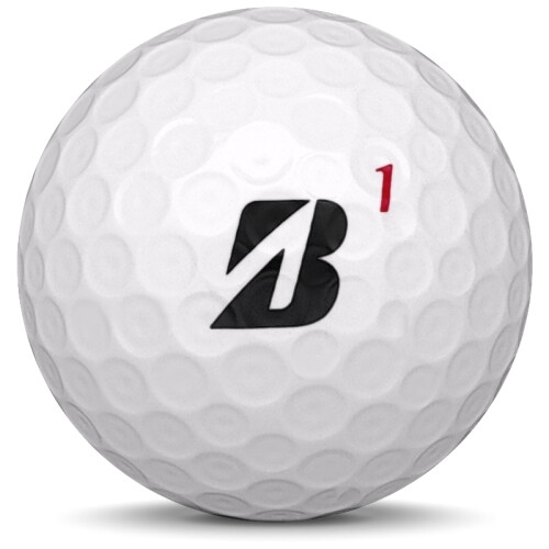 Golfboll av modellen Bridgestone Tour B X i 2019 års version med vit färg framifrån