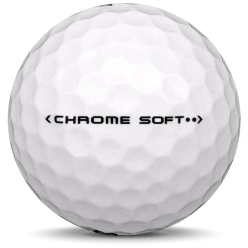 Golfboll av modellen Callaway Chrome Soft i 2017 års version med vit färg från sidan