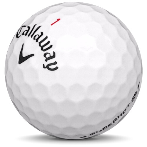 Golfboll av modellen Callaway Superhot 55 i 2018 års version med vit färg sned bild