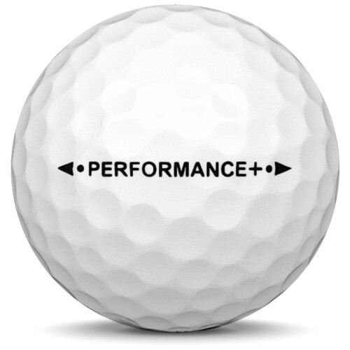 Golfboll av modellen Kirkland Performance + i 2019 års version med vit färg från sidan