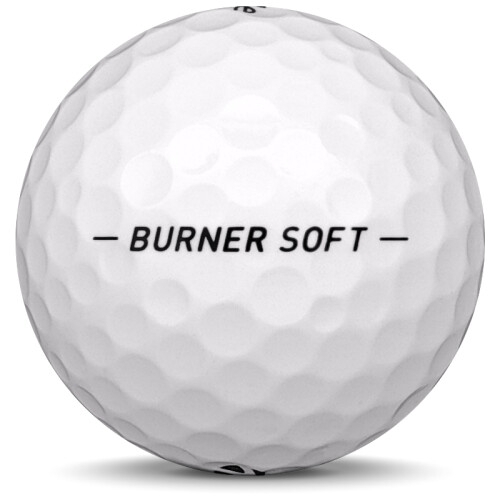 Golfboll av modellen Taylormade Burner Soft i 2018 års version med vit färg från sidan