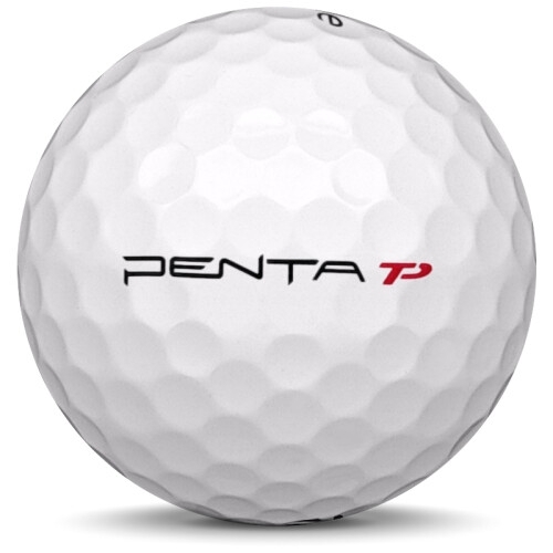 Golfboll av modellen TaylorMade Penta i vit färg från sidan