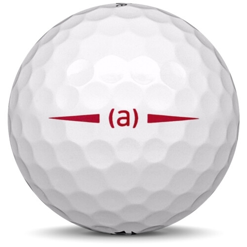 Golfboll av modellen Taylormade Project (a) i 2019 års version med vit färg från sidan