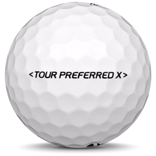 Golfboll av modellen TaylorMade Tour Preferred x i vit färg från sidan